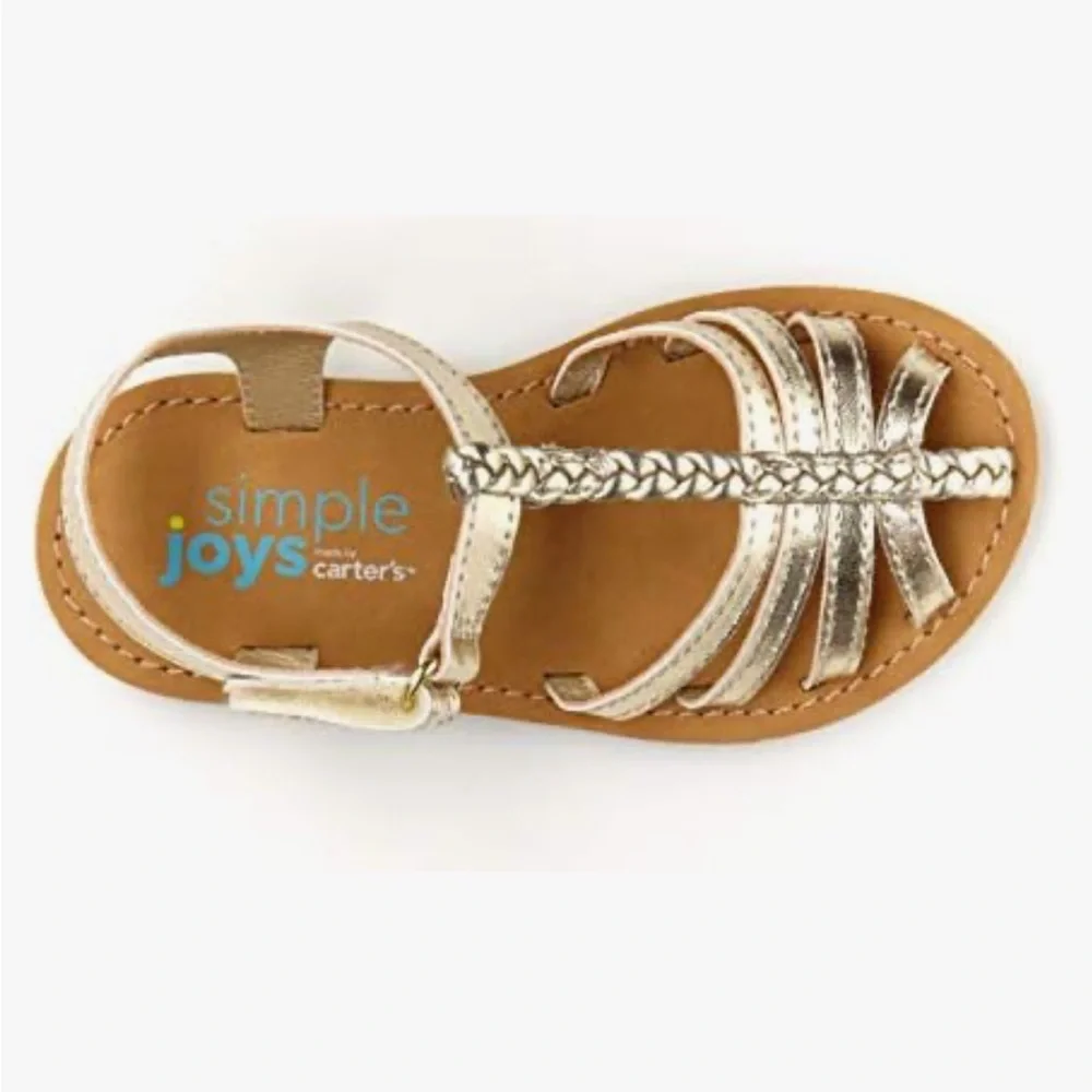 New Simple Joys by Carter's Girls Gold Freya Gladiator Sandal Size 7